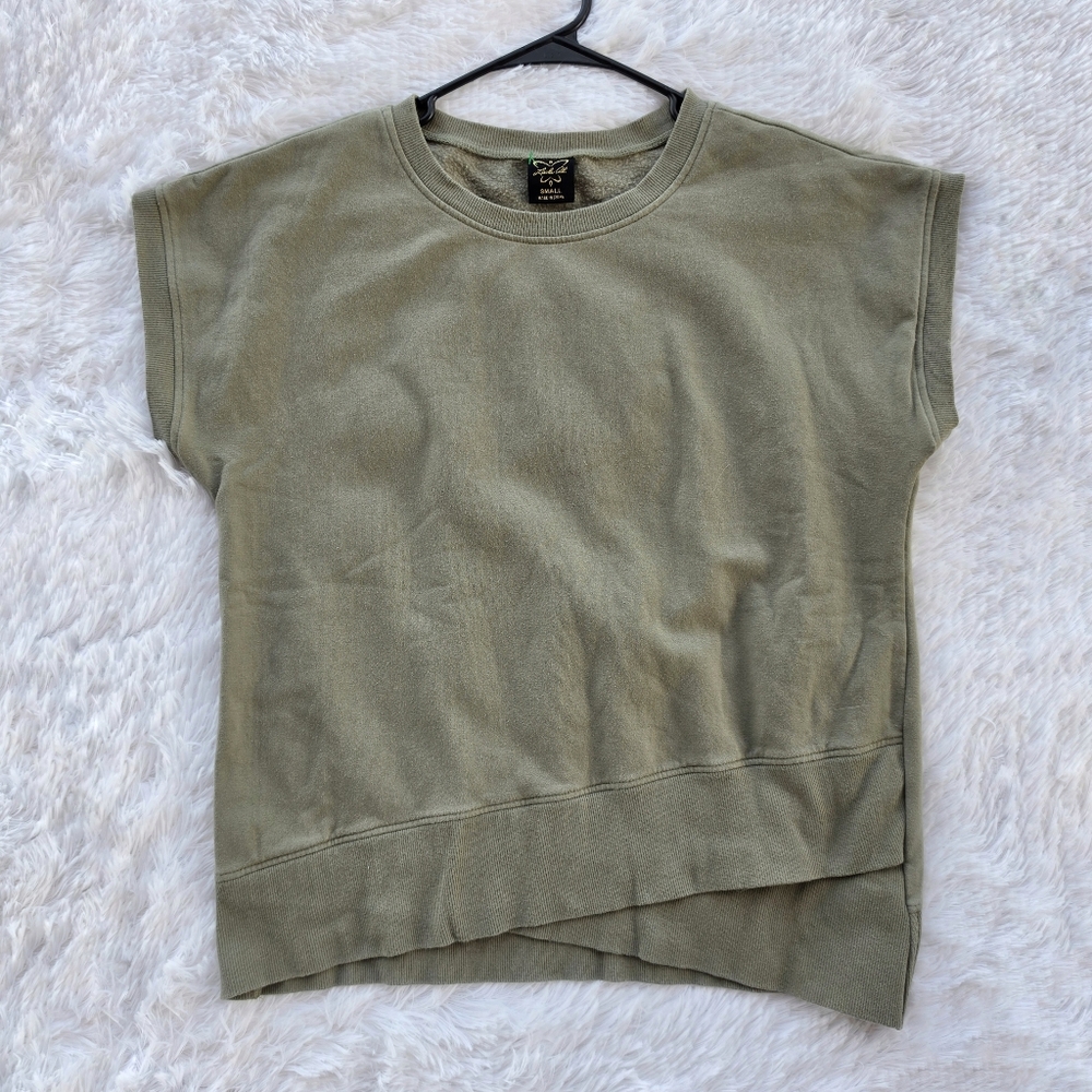 Laila‎ Ali Olive Green Short Sleeve Oversized Sweatshirt Top